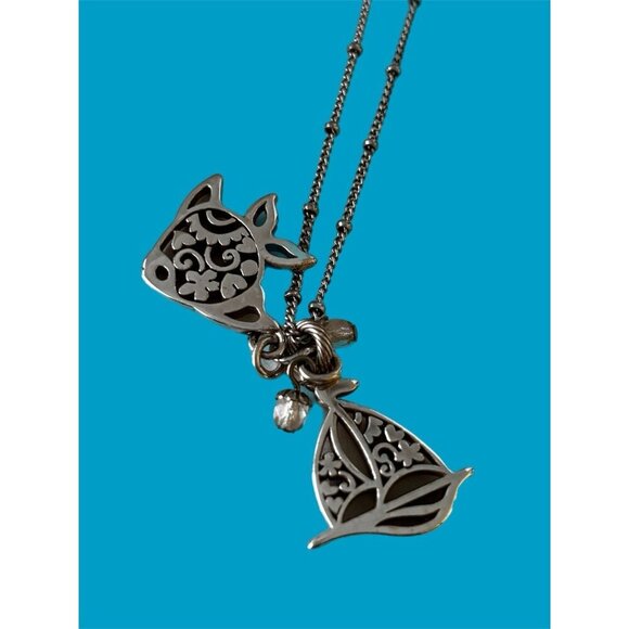 Brighton Seascape Silver Charm Necklace and Dangling Crystal Bracelet Set - Picture 11 of 13